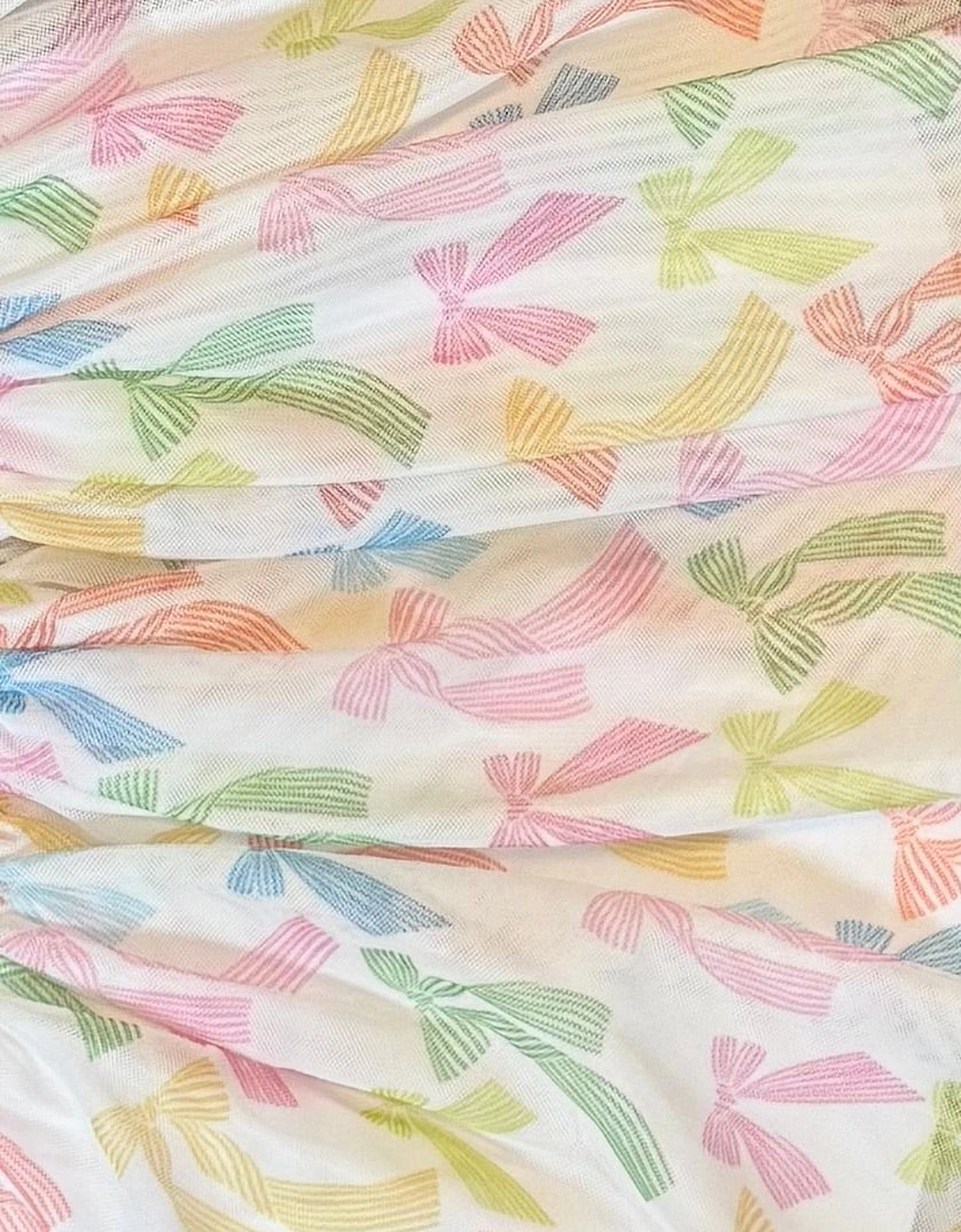 Girls White Pastel Bow Tulle Skirt Set