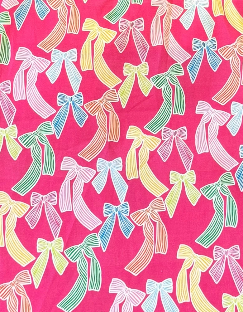 Girls Fuchsia Pink Yellow Bow Dress