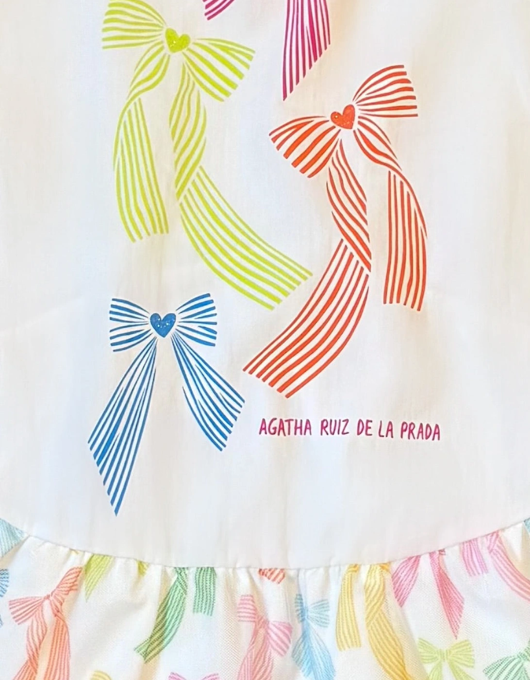 Girls White Pastel Bow Tulle Dress