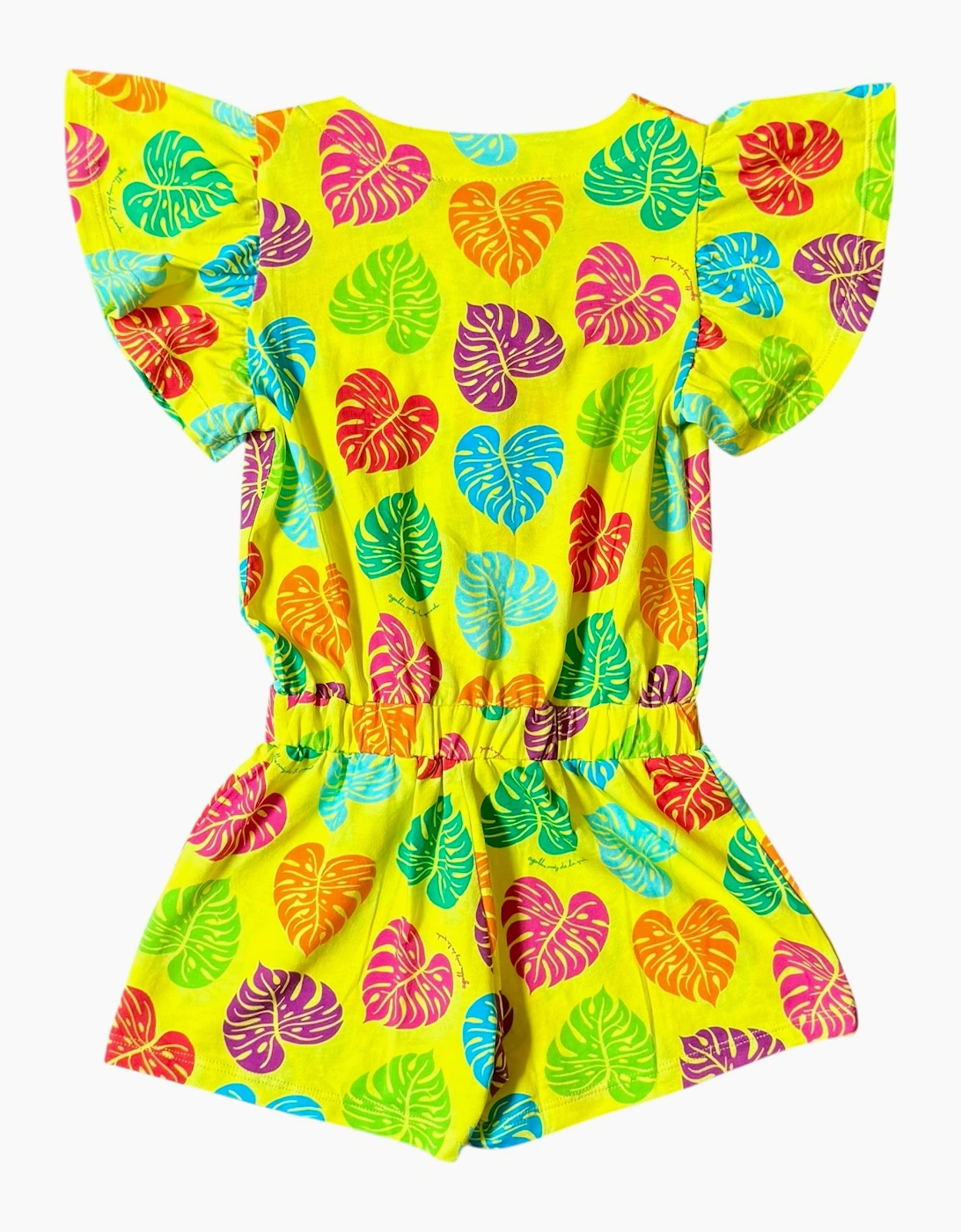 Girls Yellow Multicoloured Frill Shoulder Playsuit