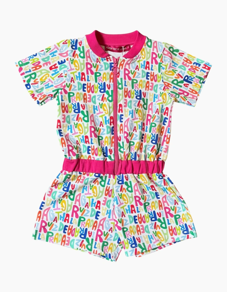 Girls Multicoloured Logo Playsuit