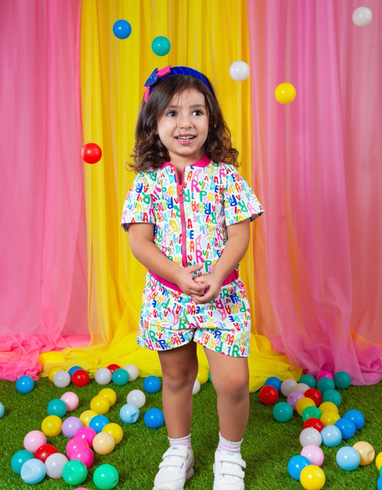 Girls Multicoloured Logo Playsuit