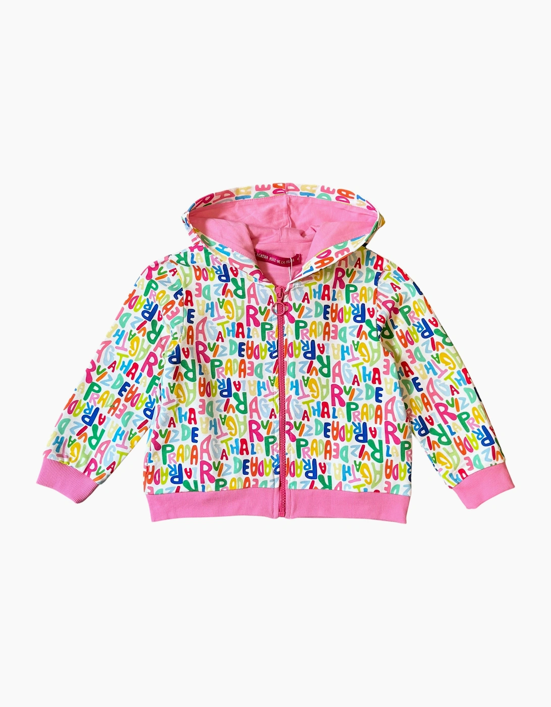 Girls Multicoloured Logo Zip Up Hoodie, 4 of 3
