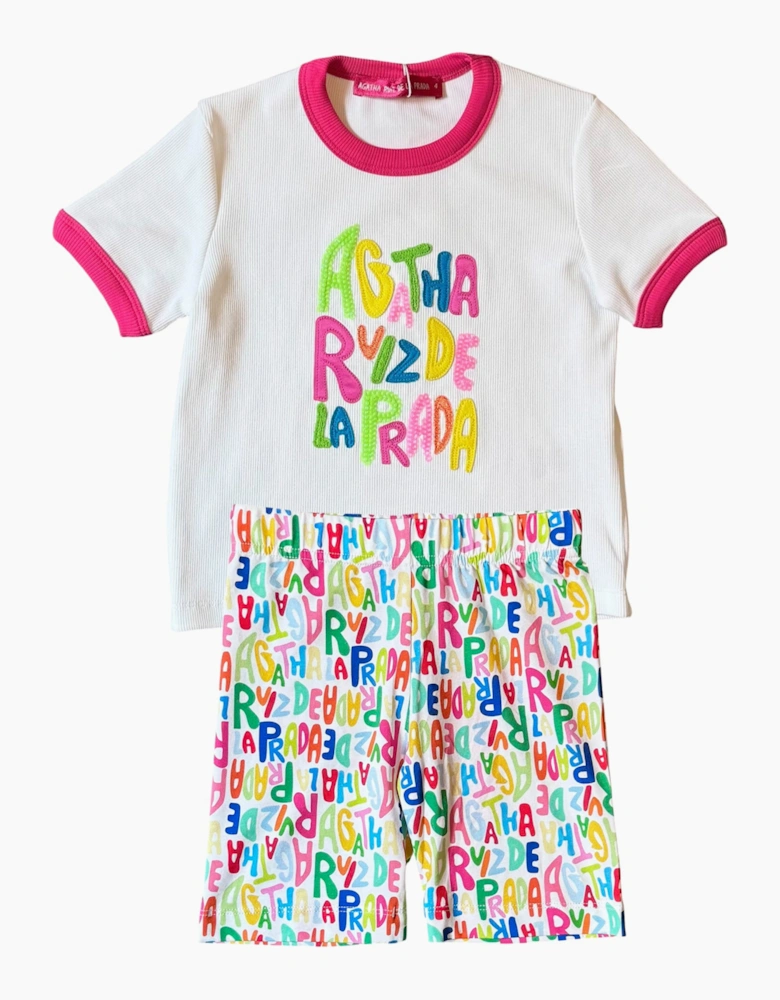 Girls Multicoloured Logo Bicycle Short Set