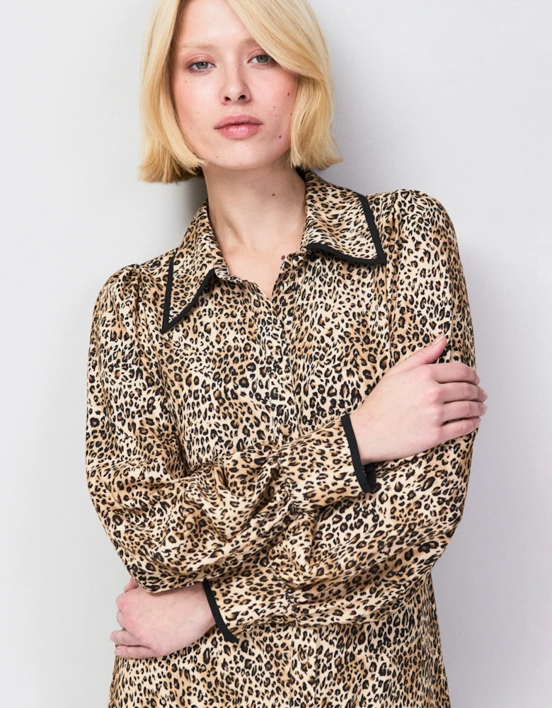 Leopard-Print Shirt Dress