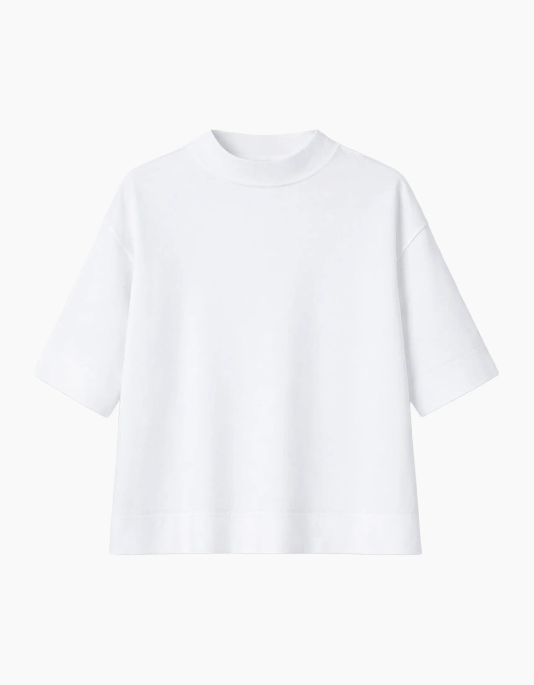 RO&ZO RO&ZO Women's White Mock Neck Cotton T-Shirt