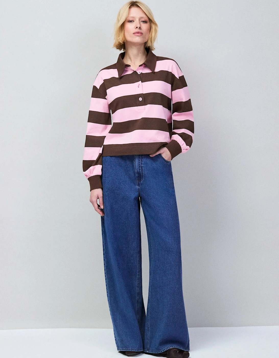 Pink And Brown Stripe Cotton Rugby Shirt