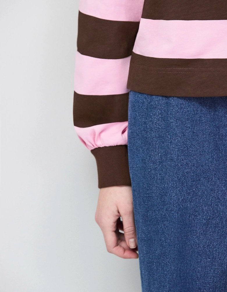 Pink And Brown Stripe Cotton Rugby Shirt