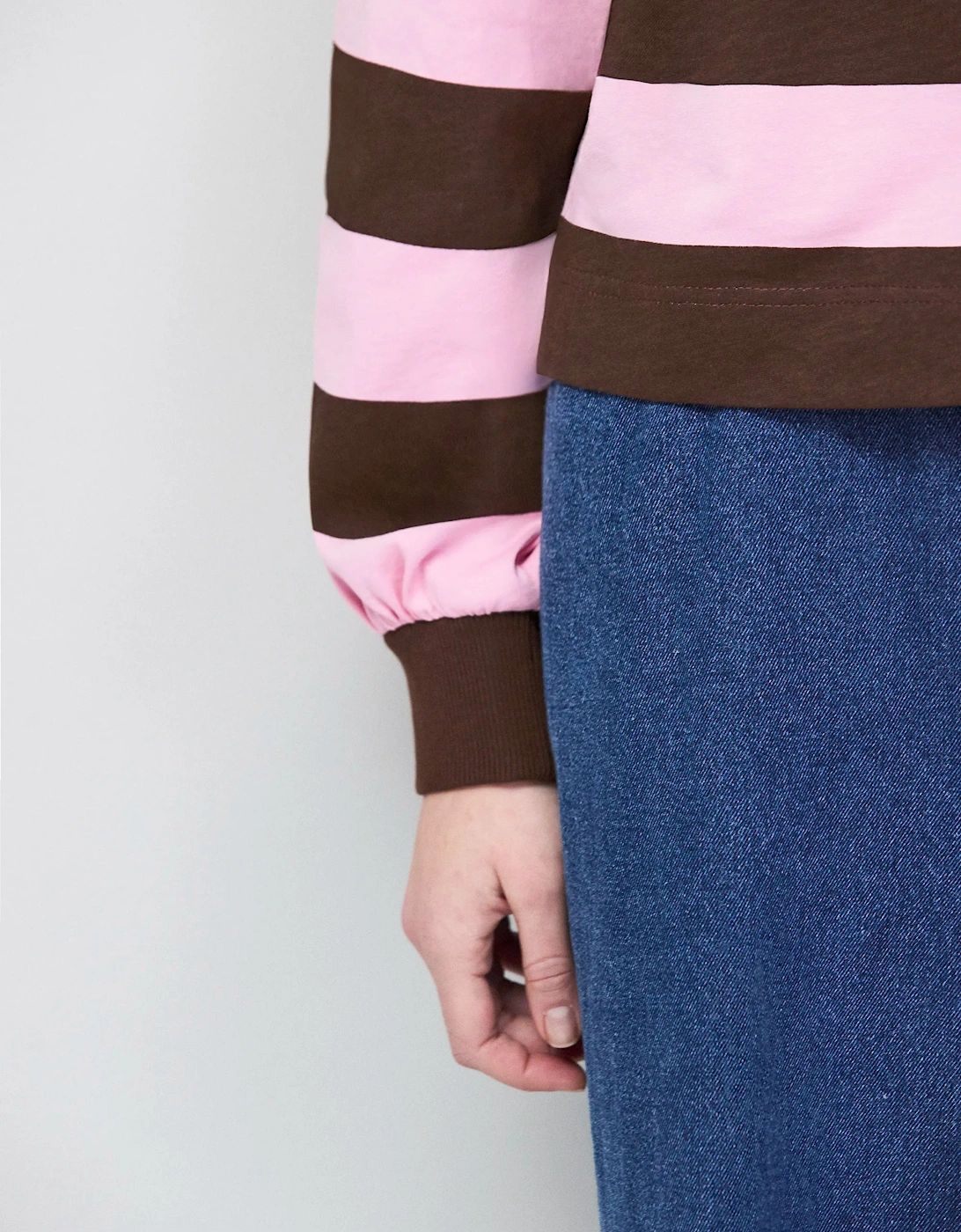 Pink And Brown Stripe Cotton Rugby Shirt