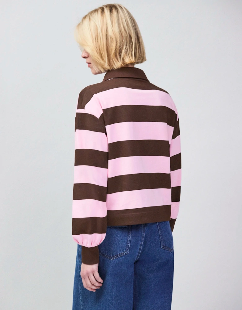 Pink And Brown Stripe Cotton Rugby Shirt
