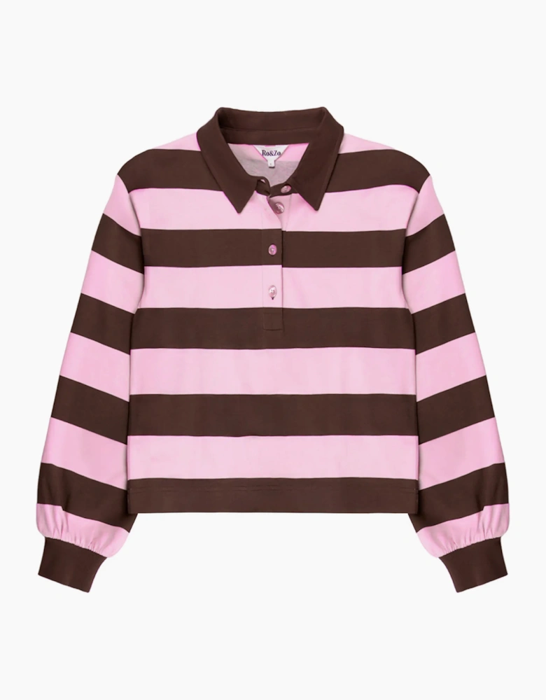 Pink And Brown Stripe Cotton Rugby Shirt