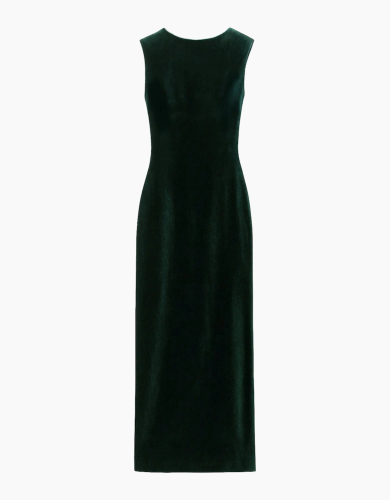 Petite Joanna Emerald Green Velvet Open-Back Dress