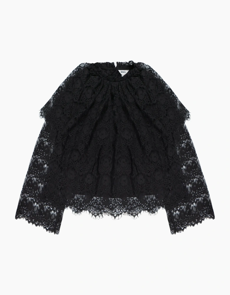 Black Lace Overlay Blouse