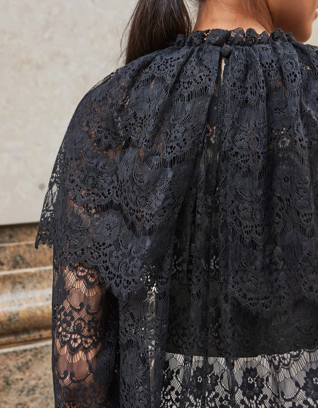 Black Lace Overlay Blouse