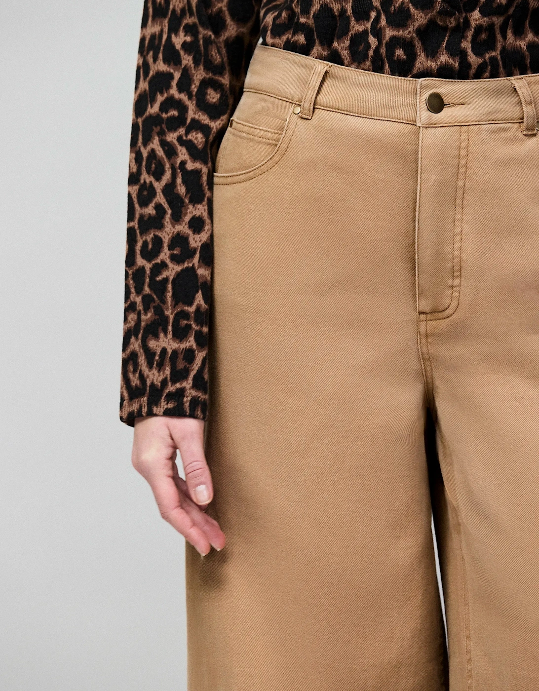 Petite Camel Wide Leg Jeans
