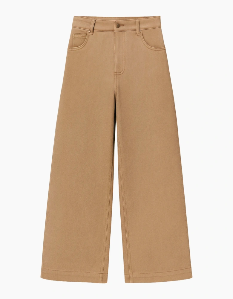 Petite Camel Wide Leg Jeans