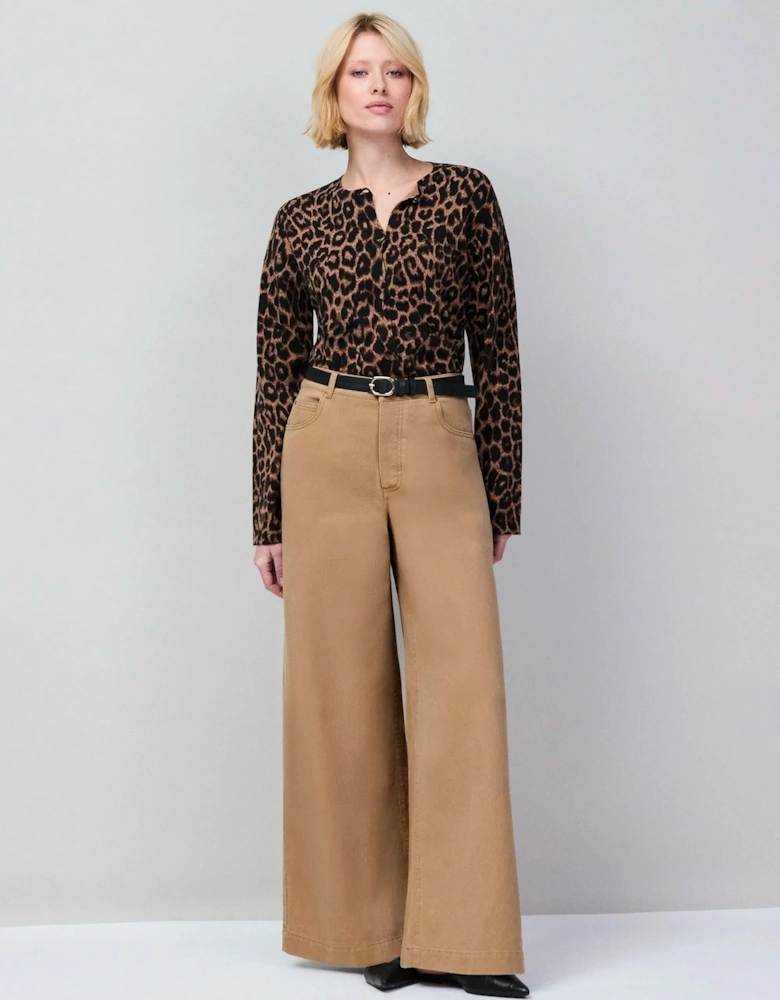 Petite Camel Wide Leg Jeans