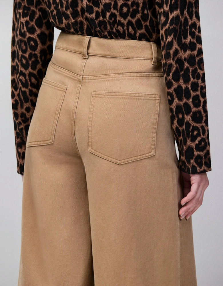 Petite Camel Wide Leg Jeans