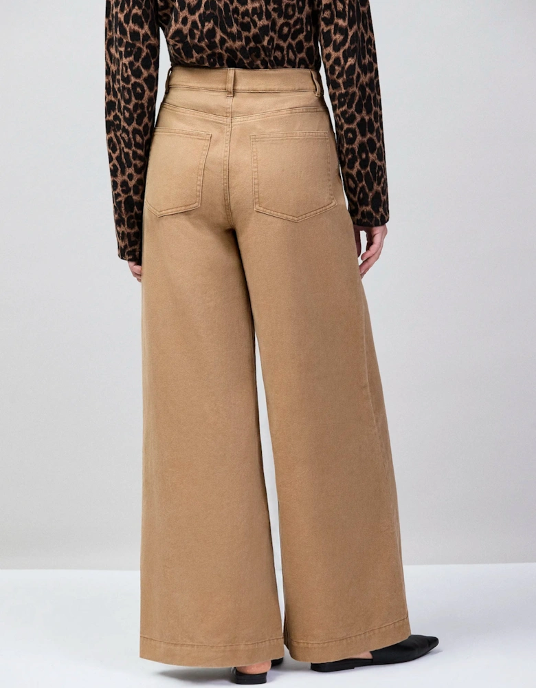 Petite Camel Wide Leg Jeans