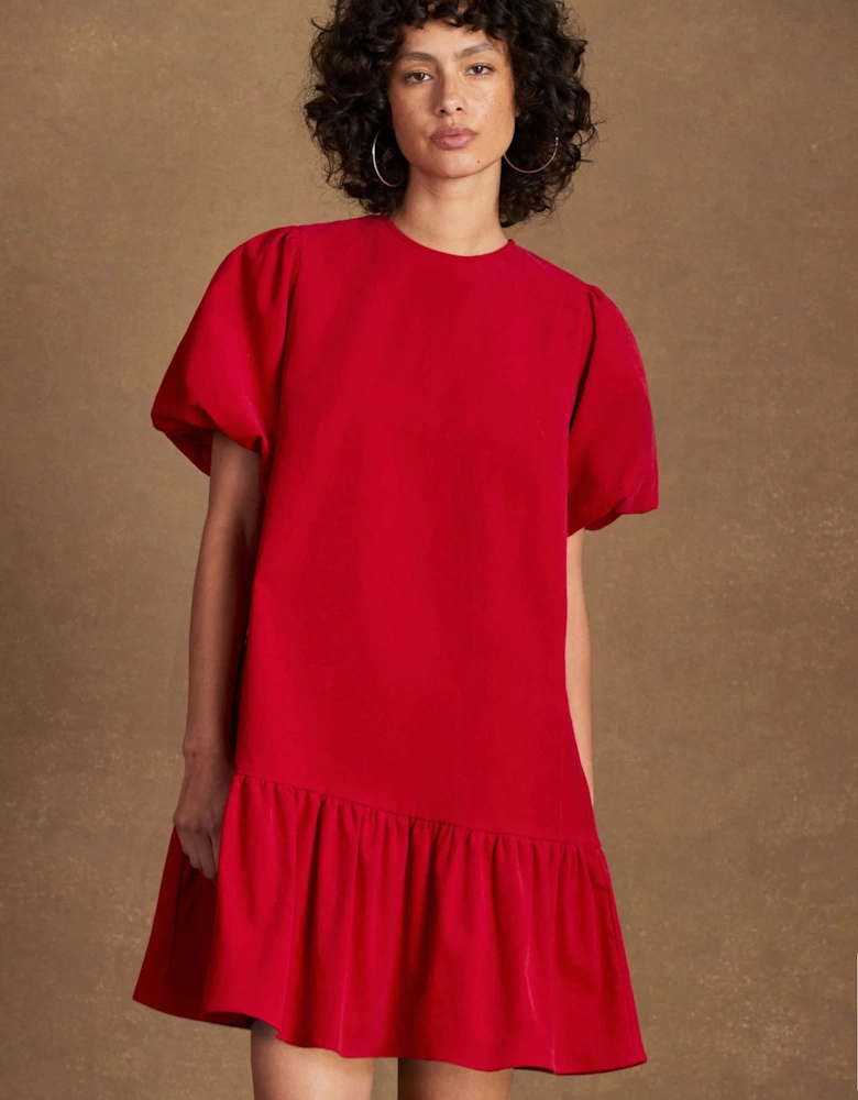Red Baby Cord Mini Dress