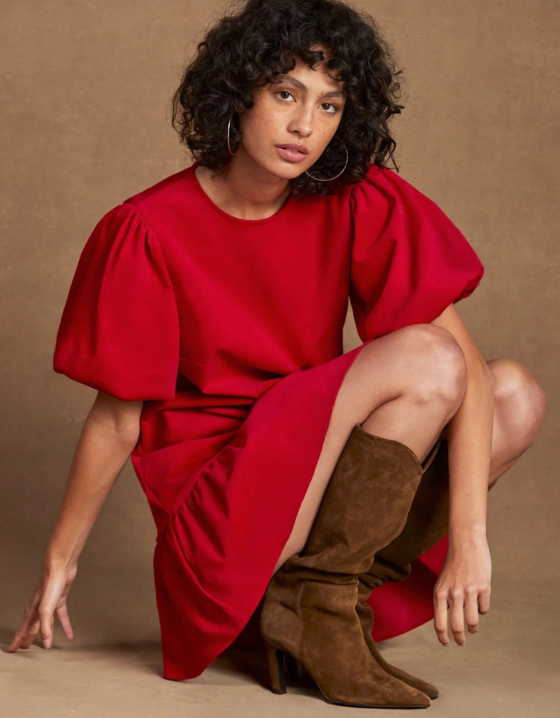 Red Baby Cord Mini Dress