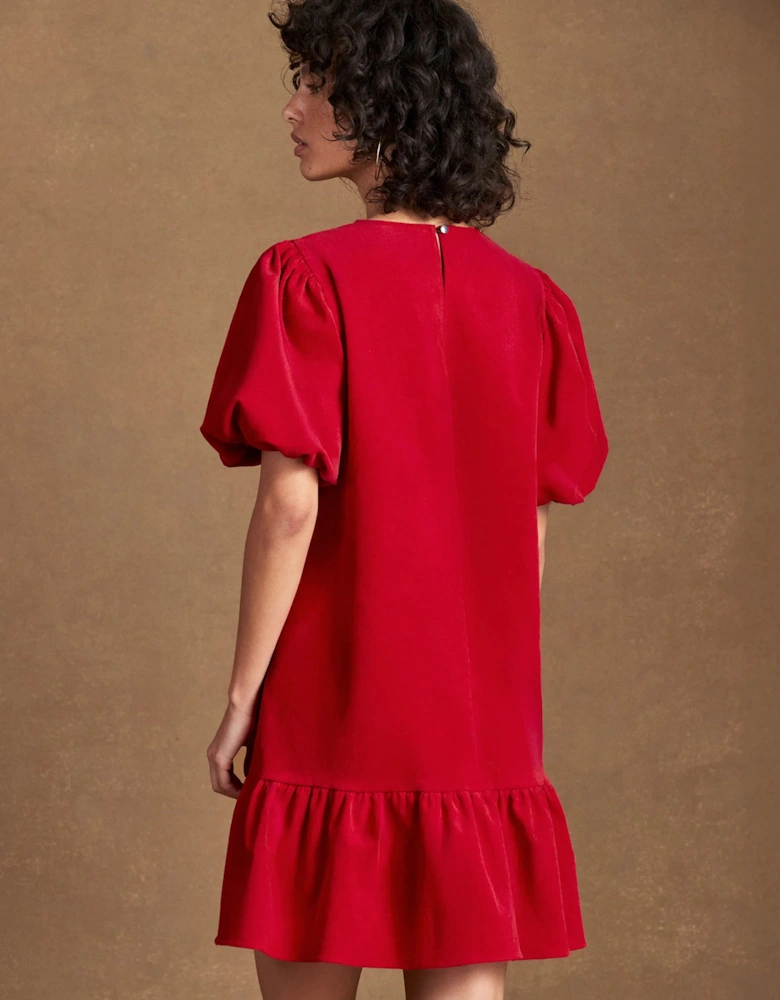 Red Baby Cord Mini Dress