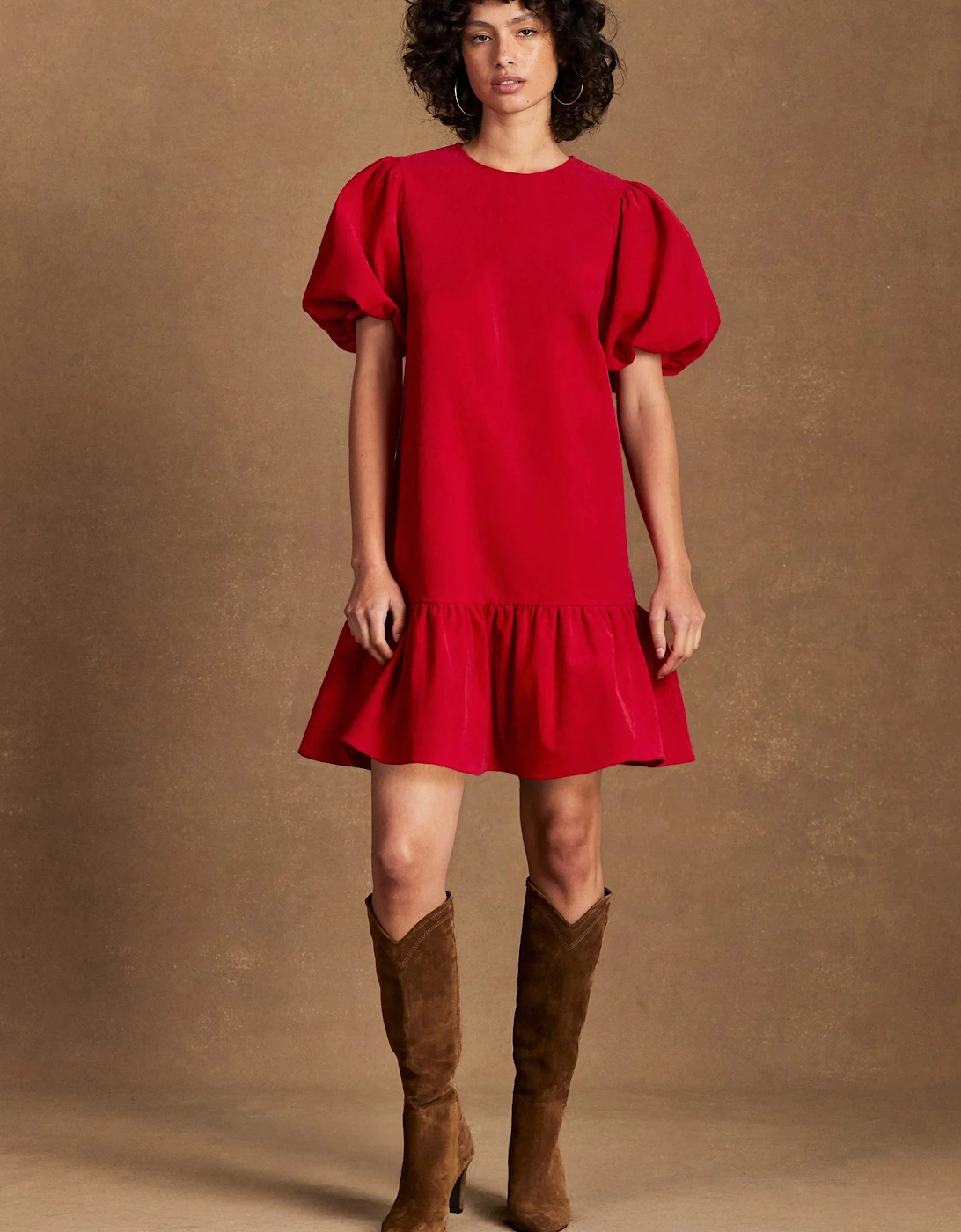 Red Baby Cord Mini Dress