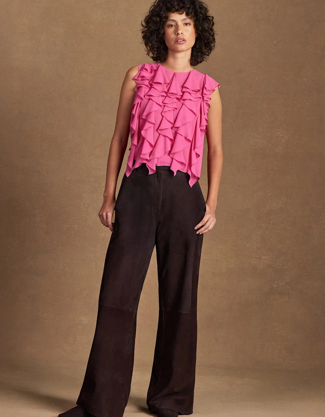 Pink Frill Front Top