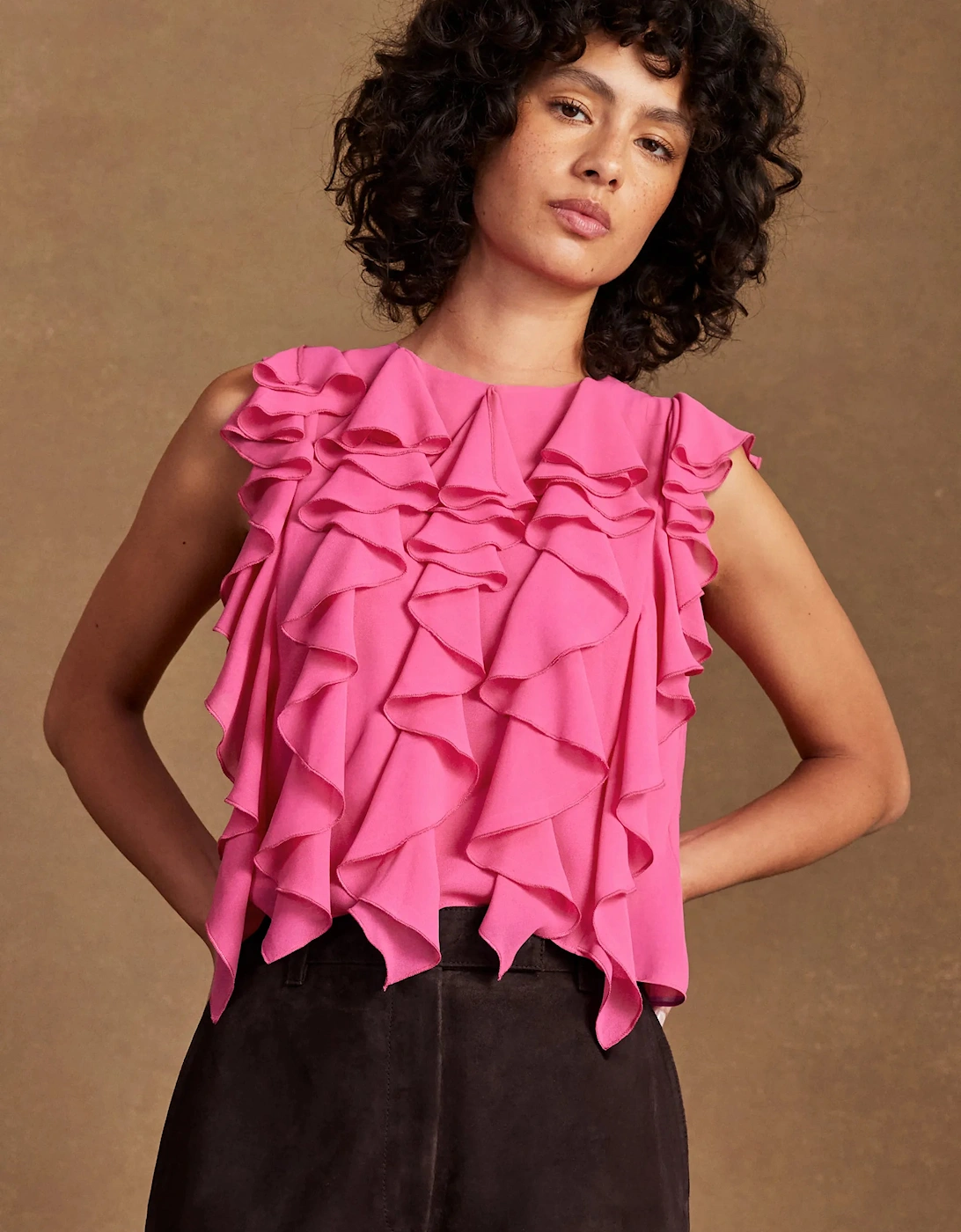 Pink Frill Front Top