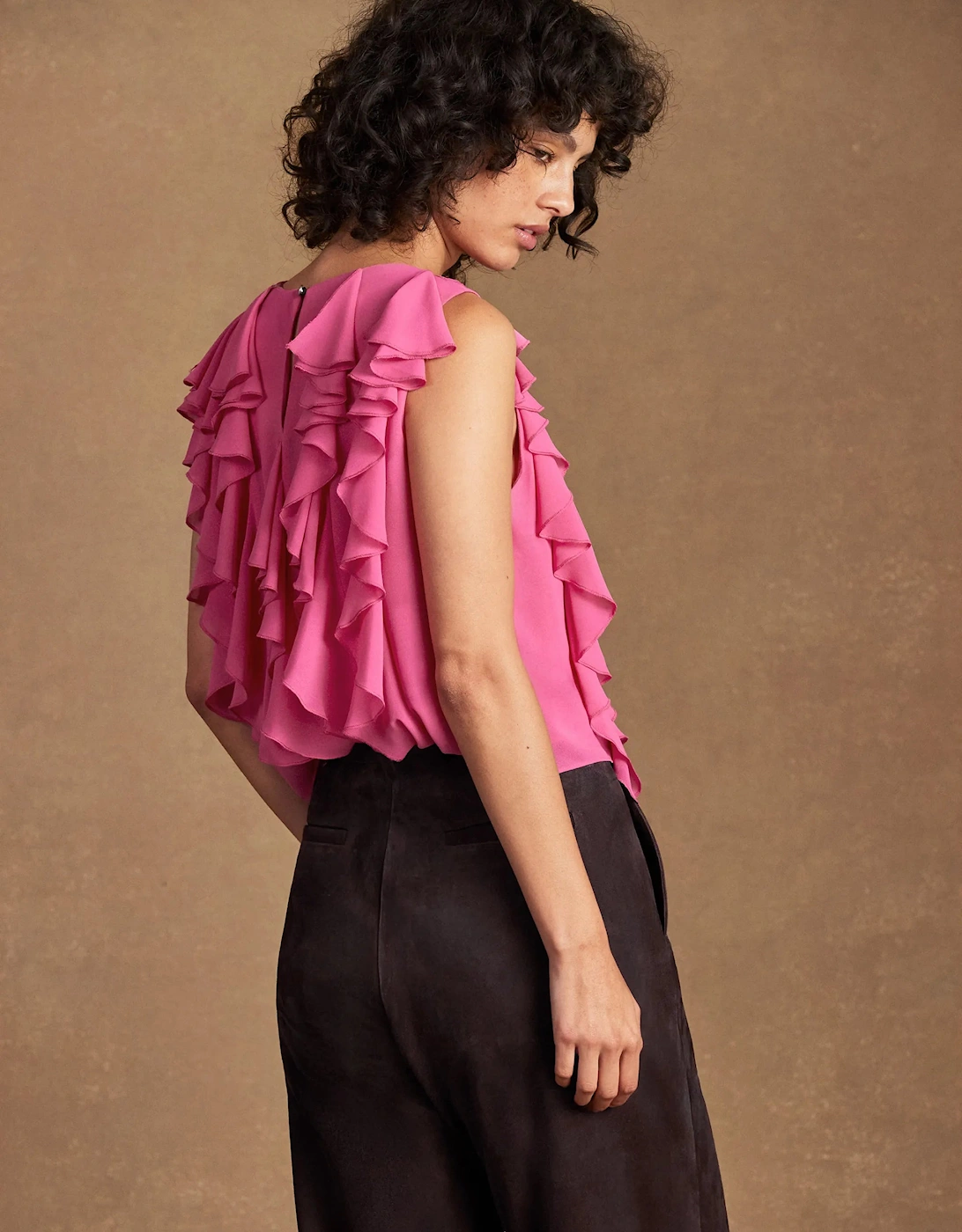 Pink Frill Front Top