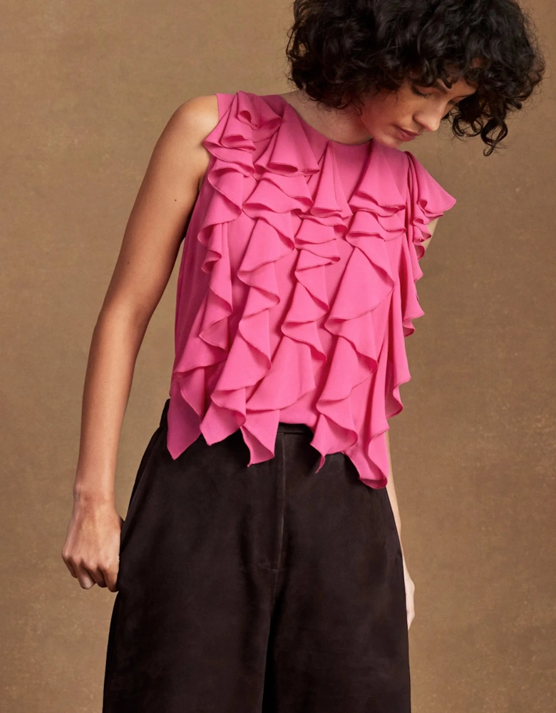Pink Frill Front Top