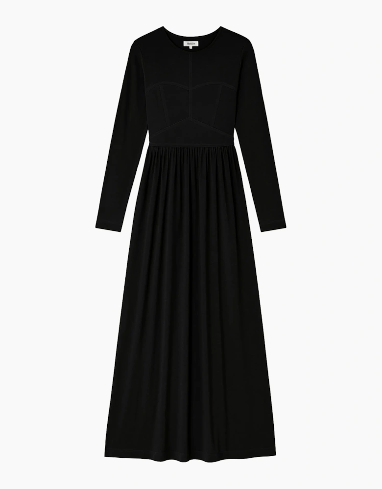 Petite Black Seamed Bodice Jersey Dress