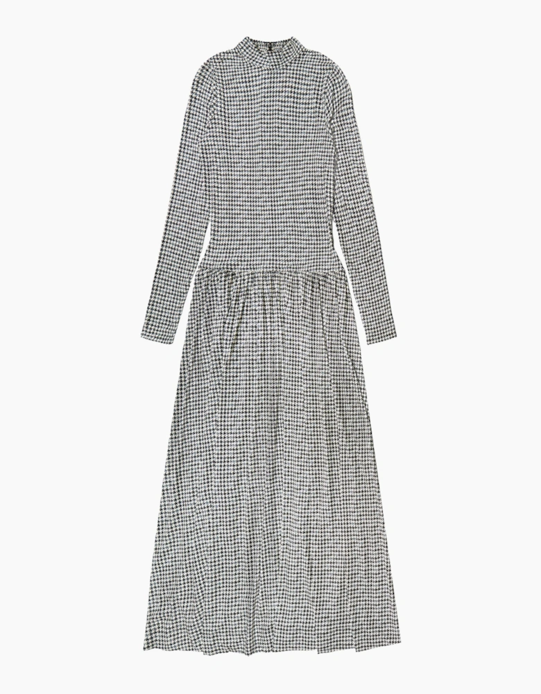 Petite Houndstooth Dropped Waist Jersey Dress