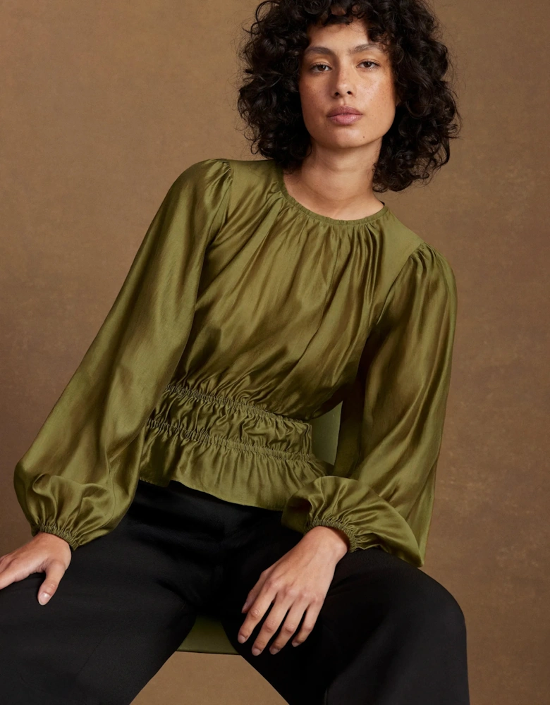 Khaki Peplum Blouse