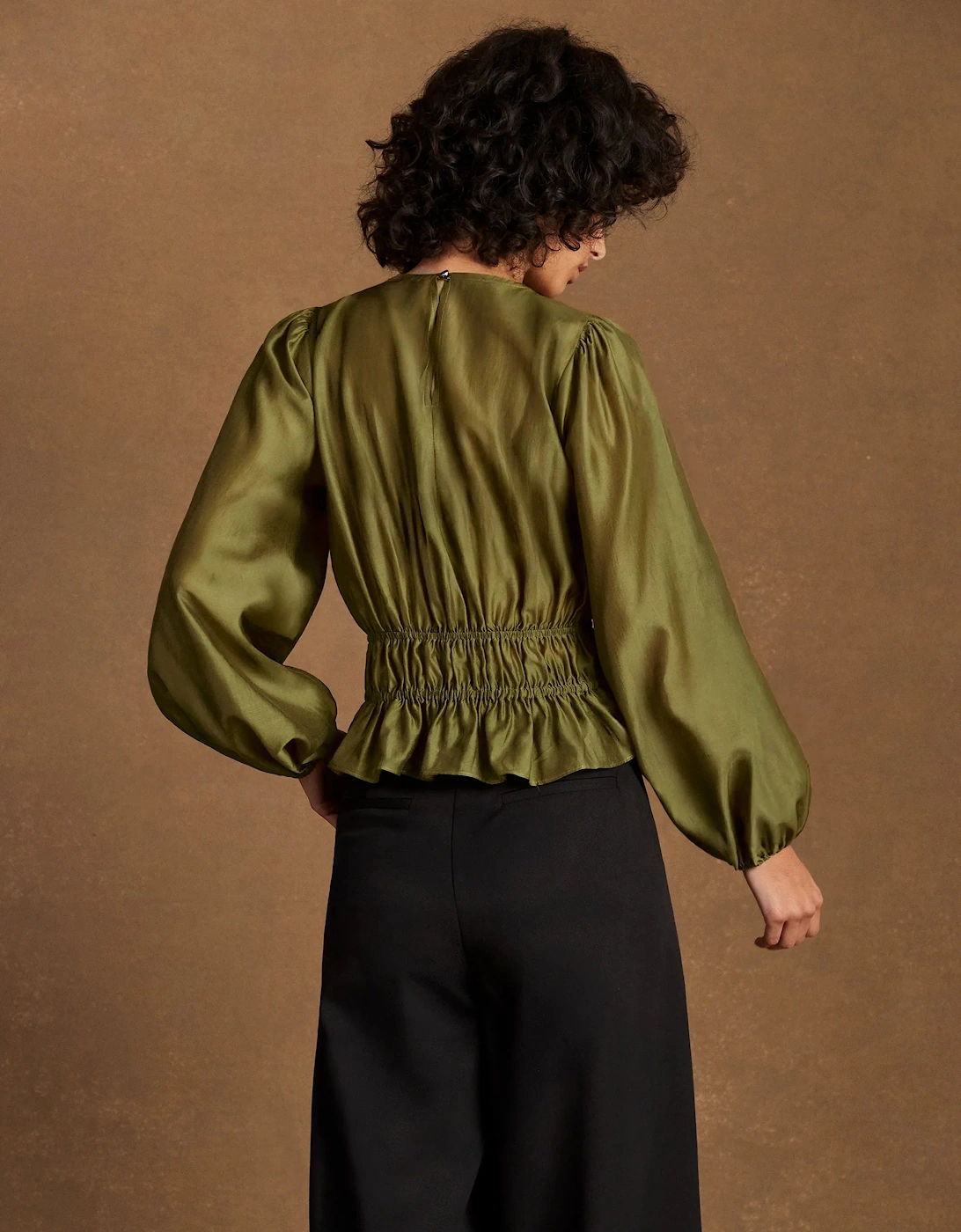 Khaki Peplum Blouse