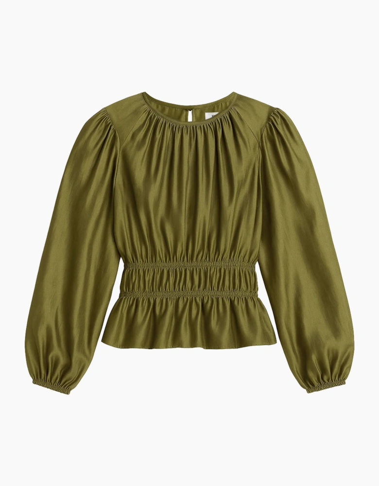 Khaki Peplum Blouse