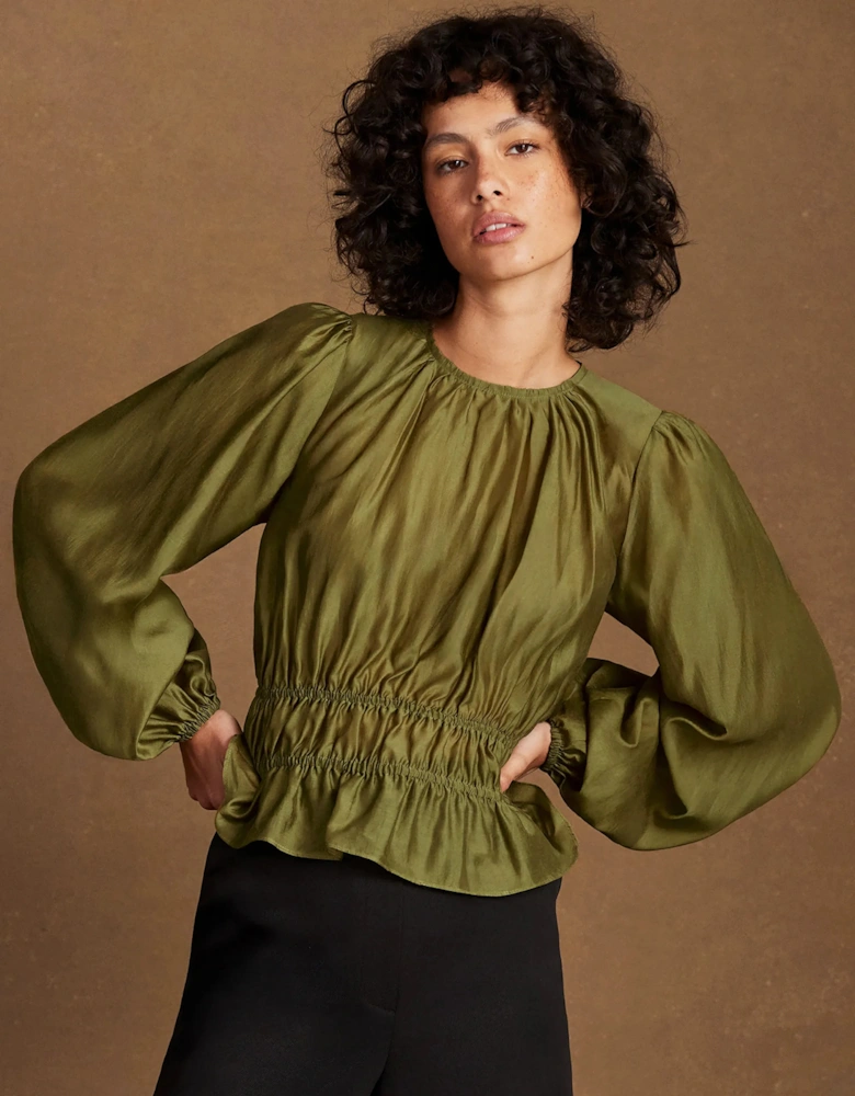 Khaki Peplum Blouse