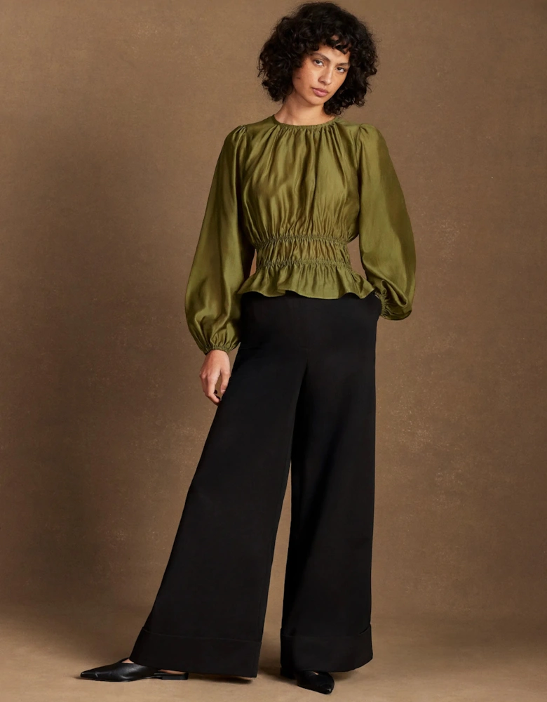 Khaki Peplum Blouse
