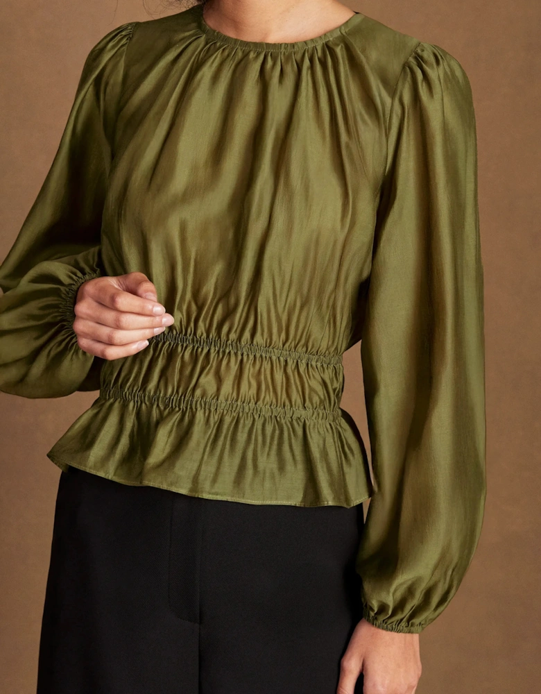Khaki Peplum Blouse