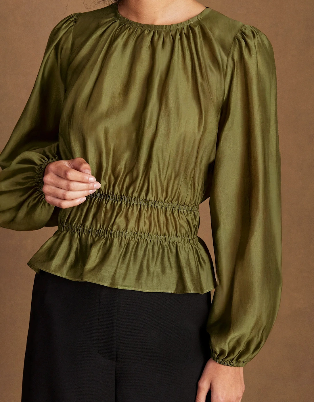 Khaki Peplum Blouse