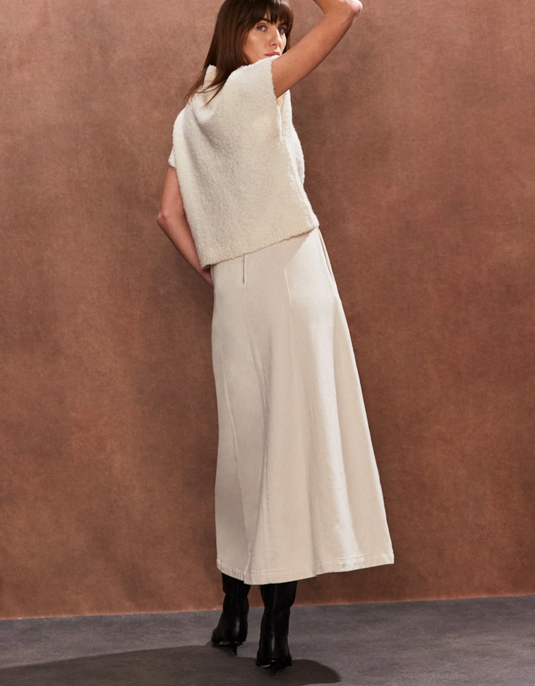 Cream Panelled A-Line Skirt