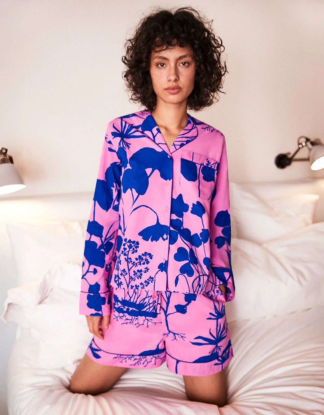 Pink Abstract Floral Print Cotton Short Pyjamas & Sleep Mask, 7 of 6