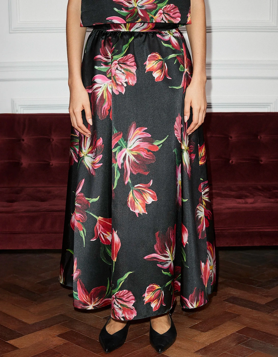 Hand Painted Tulip Full Skirt
