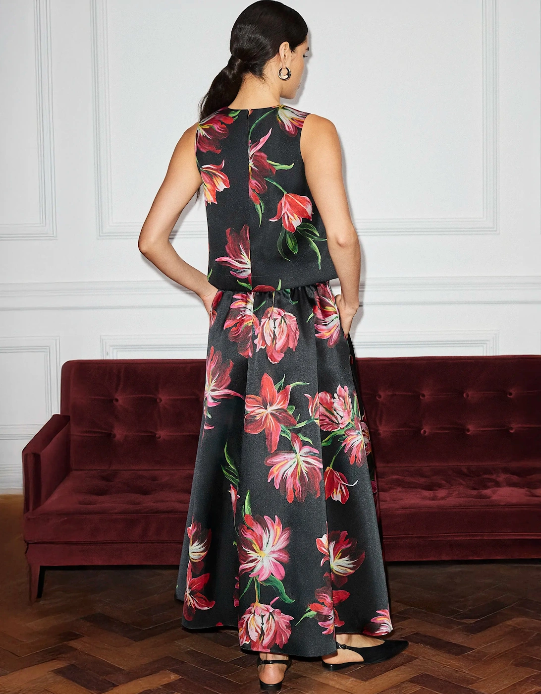 Hand Painted Tulip Full Skirt