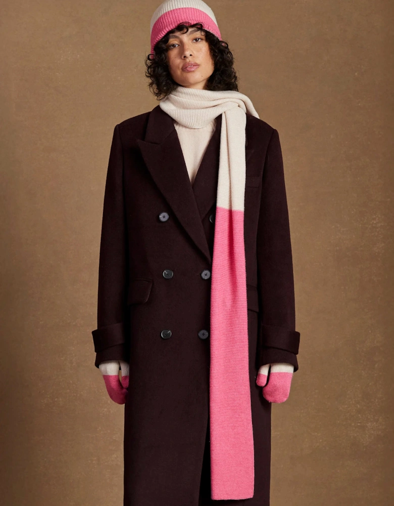 Pink Colour Block Scarf With Cashmere