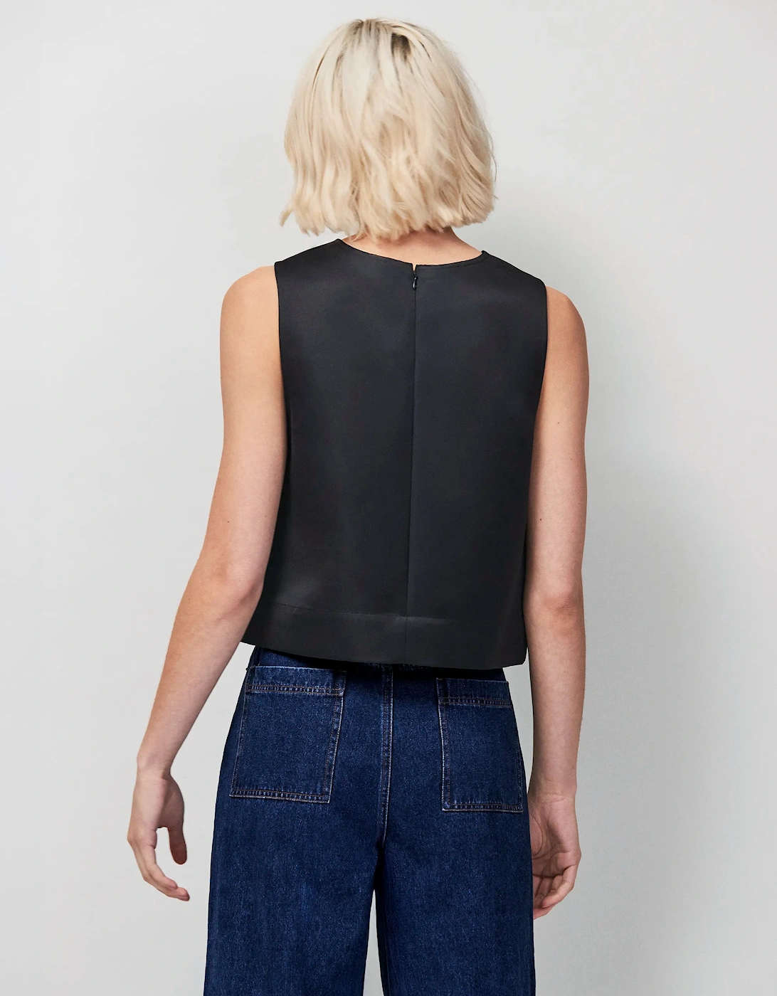 Black Embroidered Beaded Shell Top