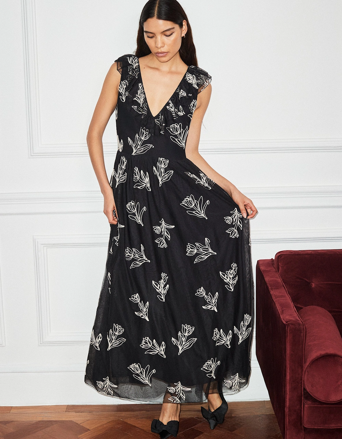 Tallulah Mono Embroidered Tulle Dress