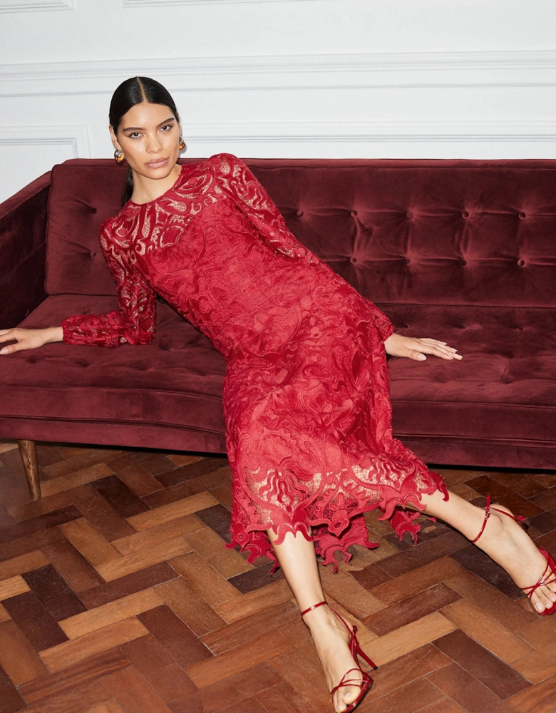 Kendall Red Lace Open Back Dress