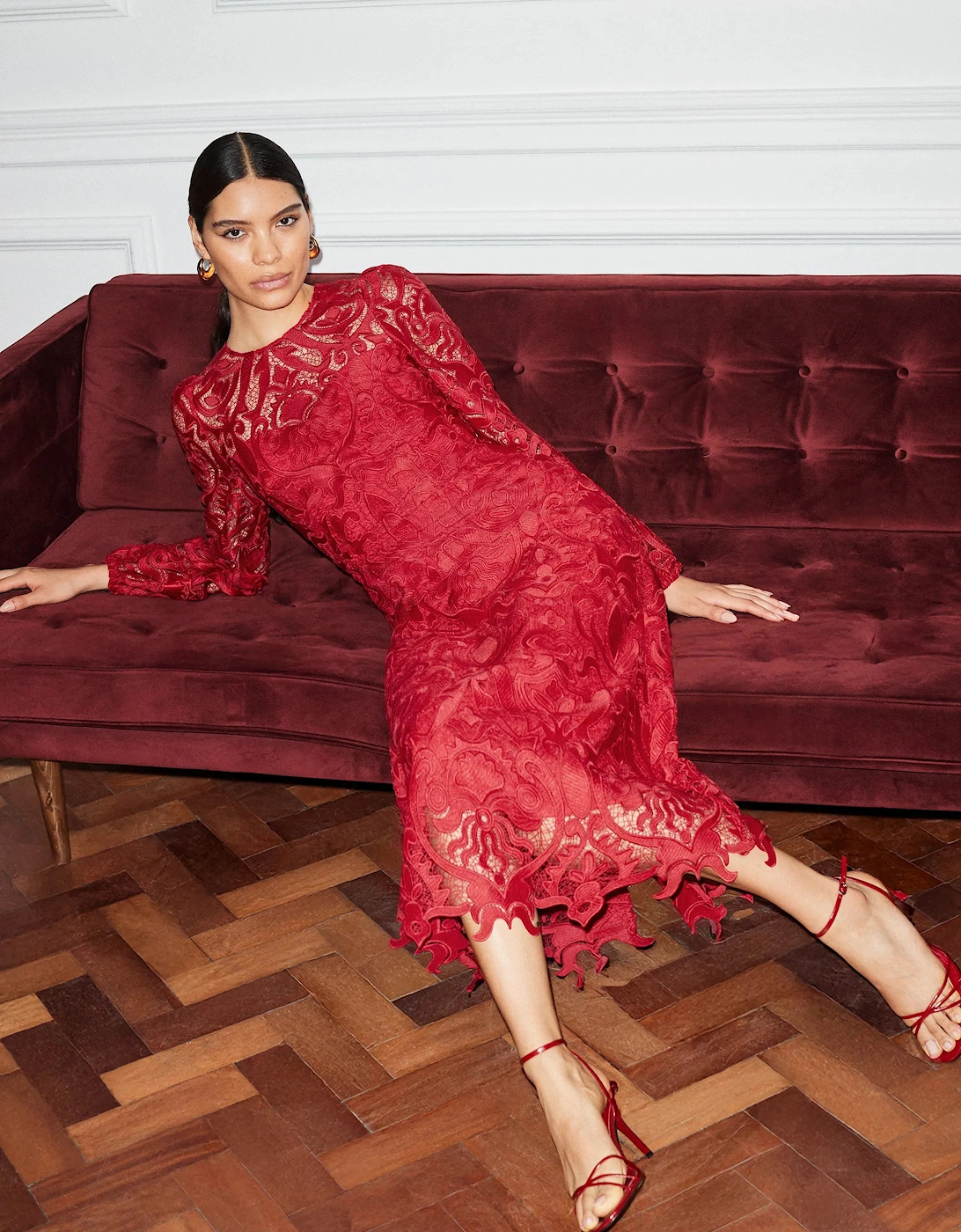 Kendall Red Lace Open Back Dress