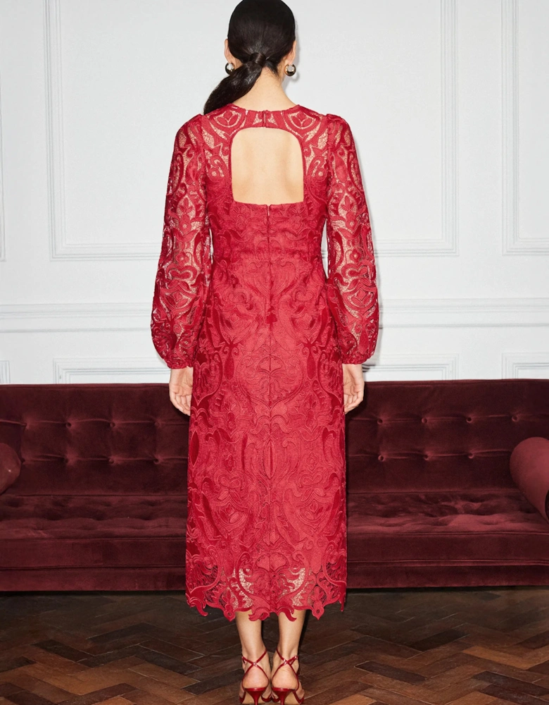 Kendall Red Lace Open Back Dress